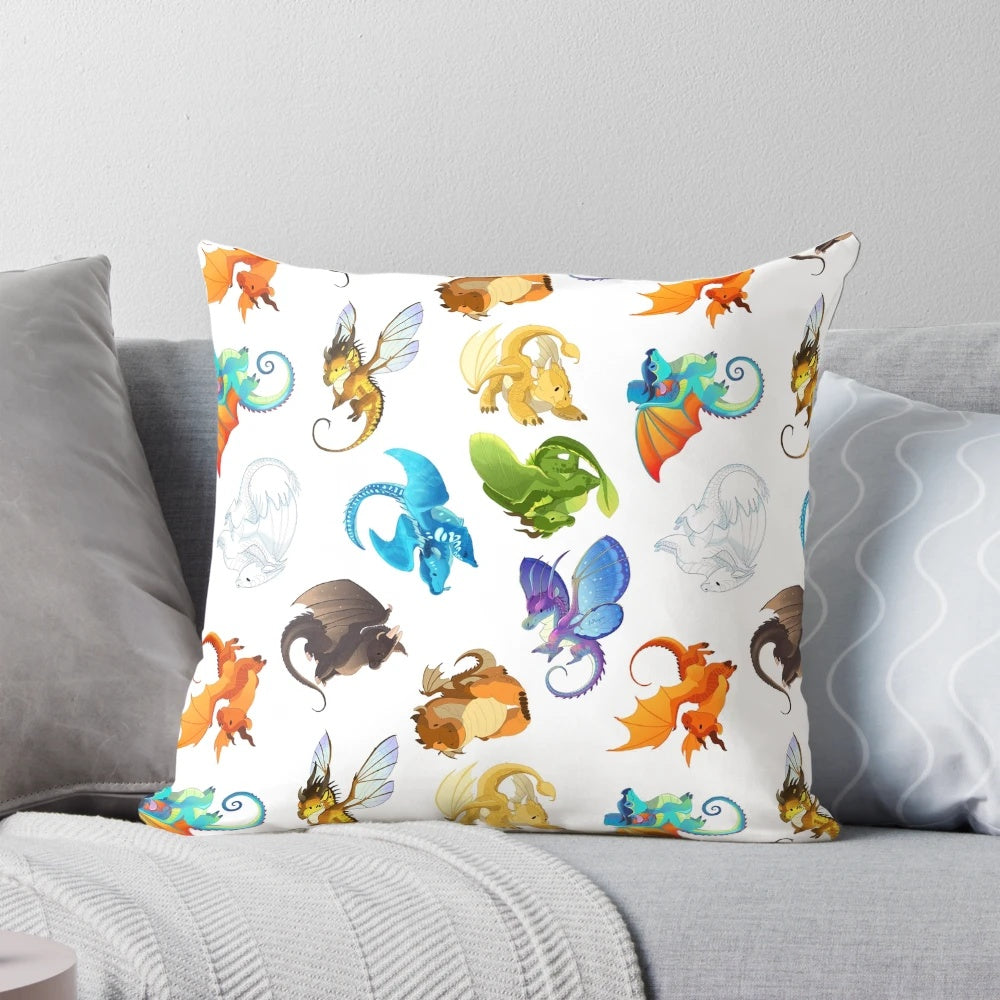 Soft and cozy pillow featuring a whimsical dragon design inspired by the Wings of Fire series.
