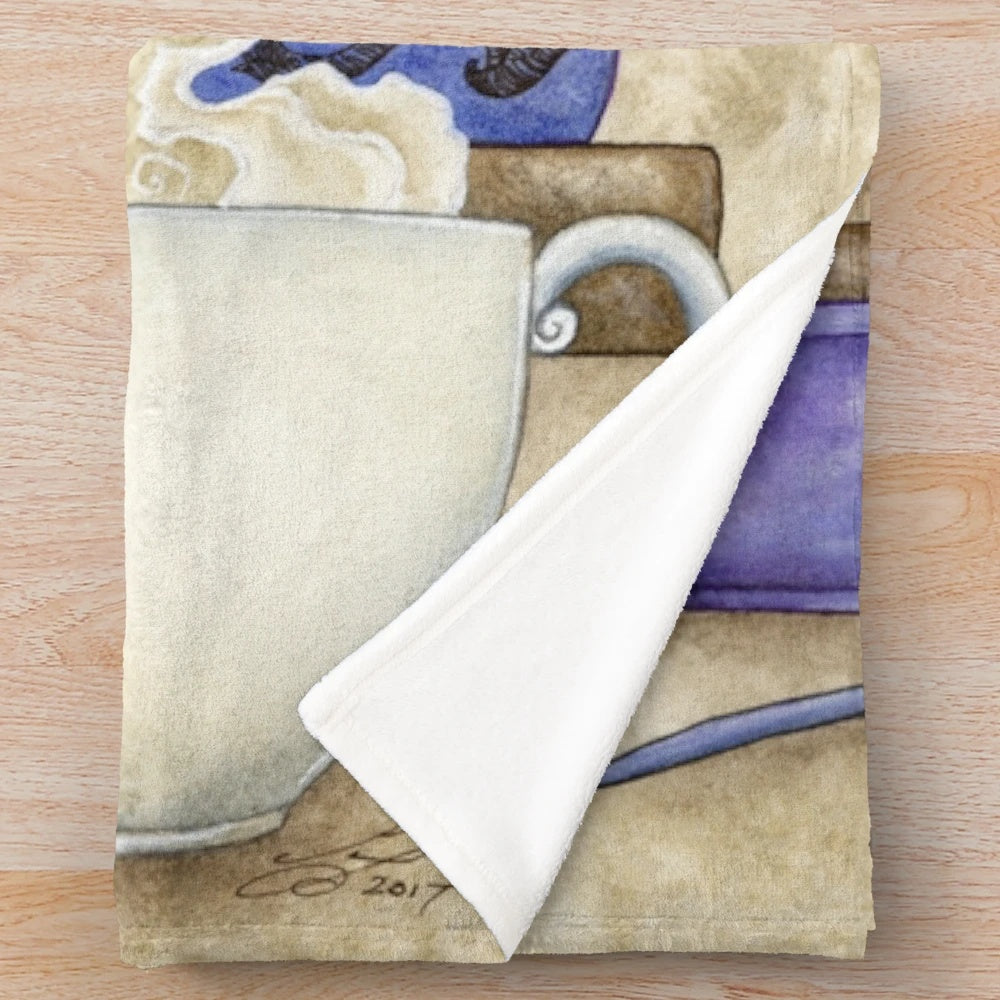 Soft and cozy plush blanket with fantasy bookworm design