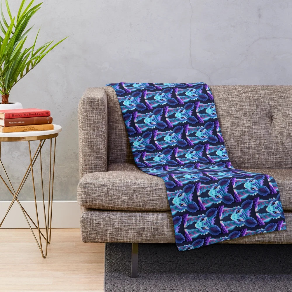 Cozy plush blanket featuring a vibrant design of a mythical fantasy creature