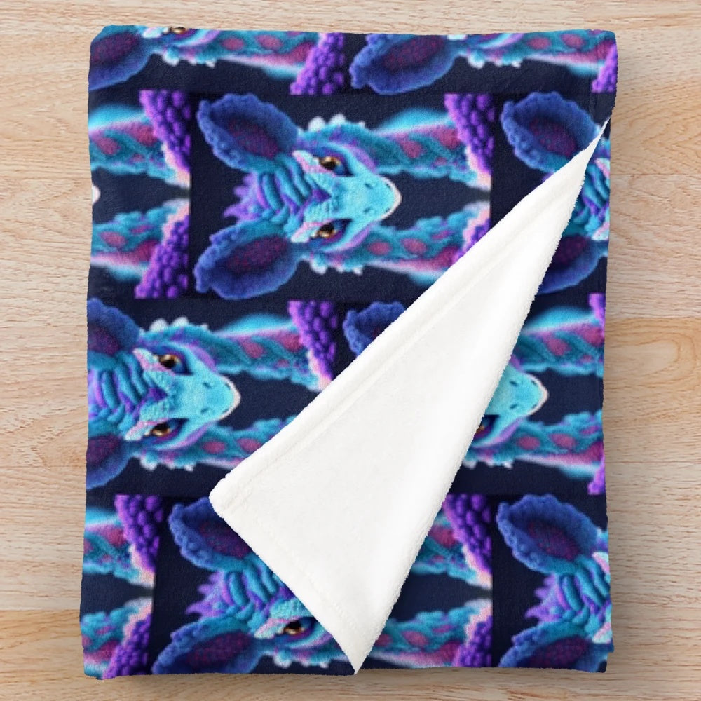 Cozy plush blanket featuring a vibrant design of a mythical fantasy creature