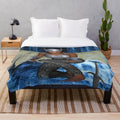 Colorful fantasy sword plush blanket with abstract patterns