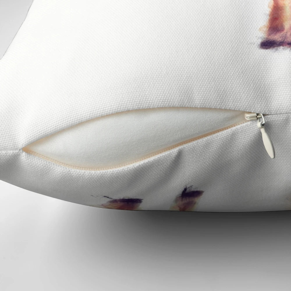Soft, plush pillow featuring a charming fawn against a natural backdrop