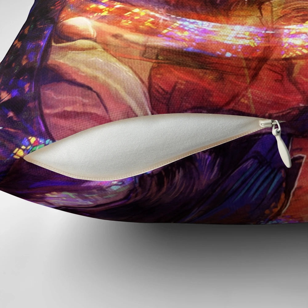 Fay King Pillow featuring magical raven and stone circle design
