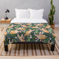 Fennec foxes printed on a soft, plush navy blue blanket