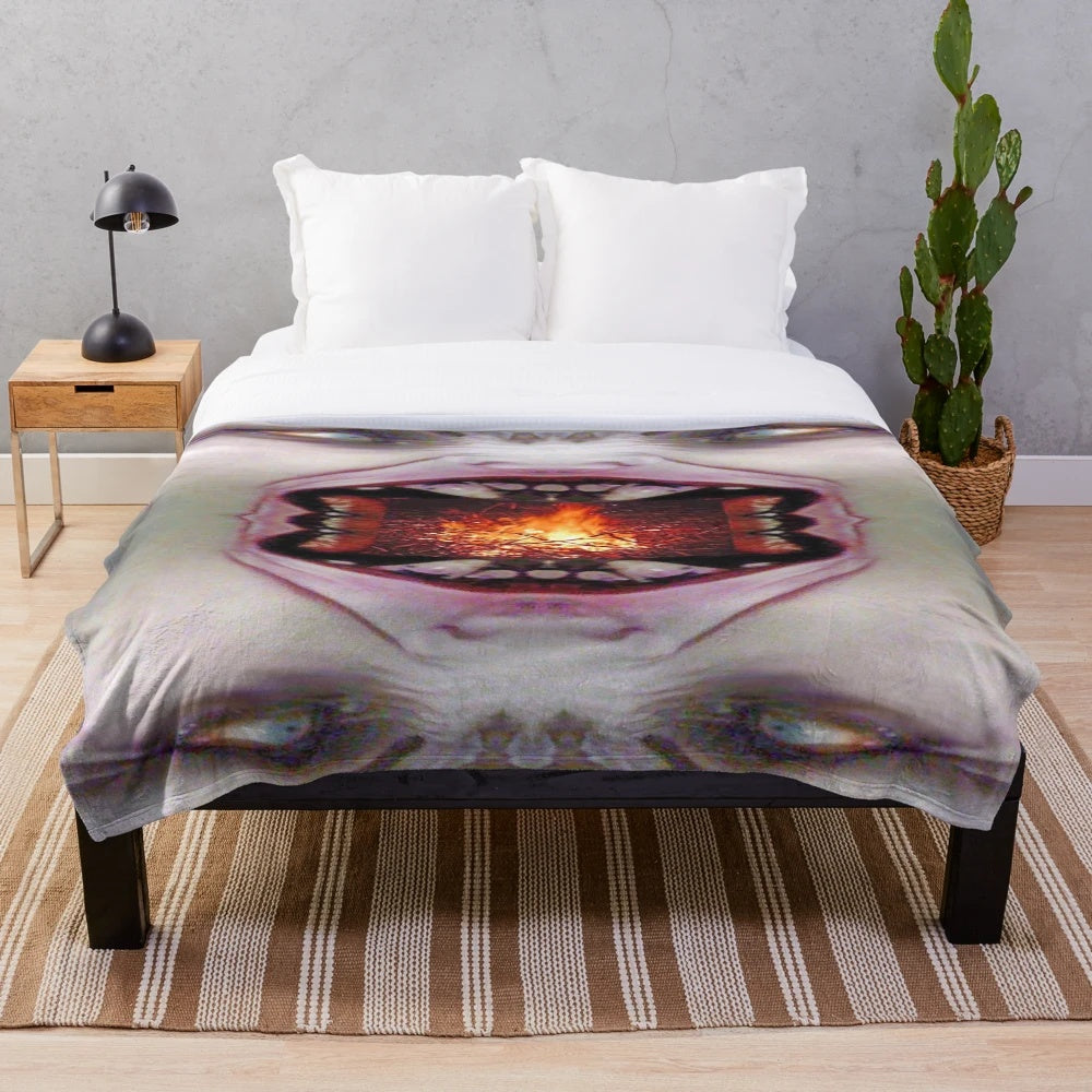 Fire Monster Plush Blanket with Vibrant Abstract Patterns