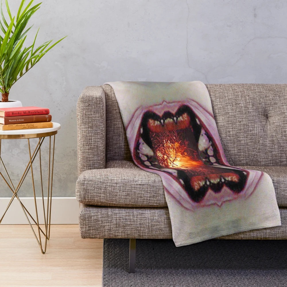 Fire Monster Plush Blanket with Vibrant Abstract Patterns