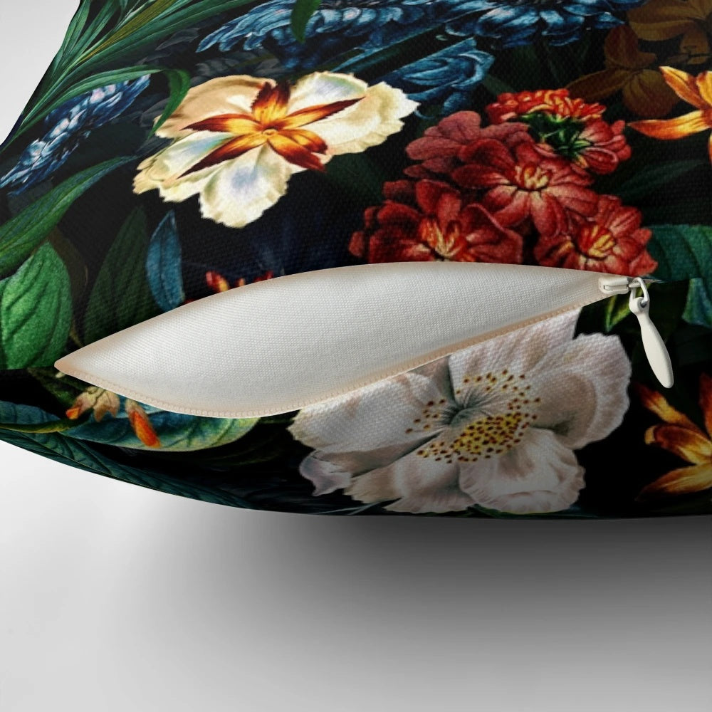 Mysterious Garden II Pillow with vibrant floral and botanical design