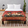 Soft and Cozy Plush Blanket Featuring a Majestic Unicorn Amidst Lush Floral Patterns
