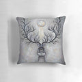 Forest Guardian Pillow featuring a mystical deer-like creature, perfect for nature and pagan-inspired home decor.