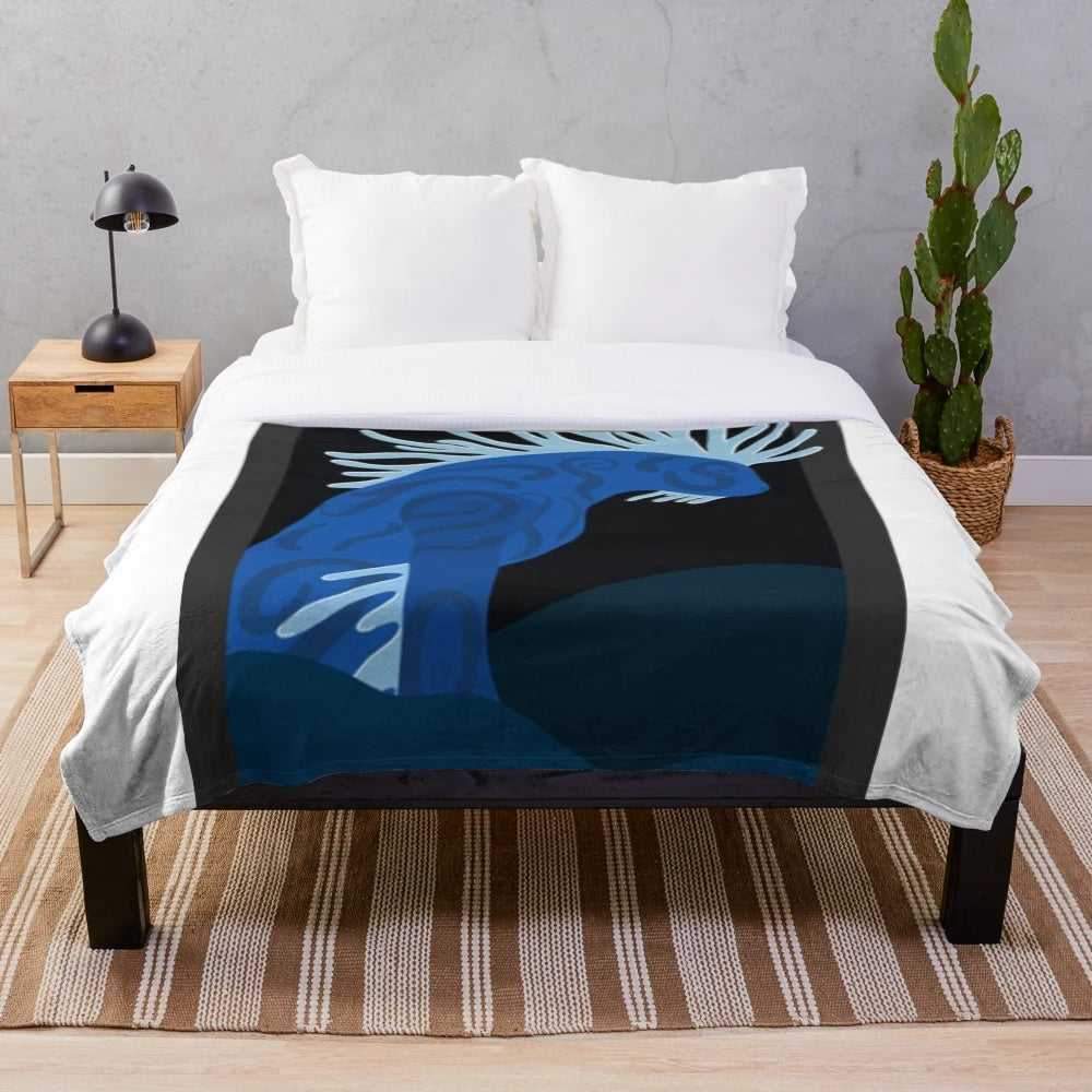 Princess Mononoke-inspired forest spirit plush blanket