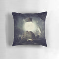 Full moon pillow with enchanting owl, wolf, and lunar design