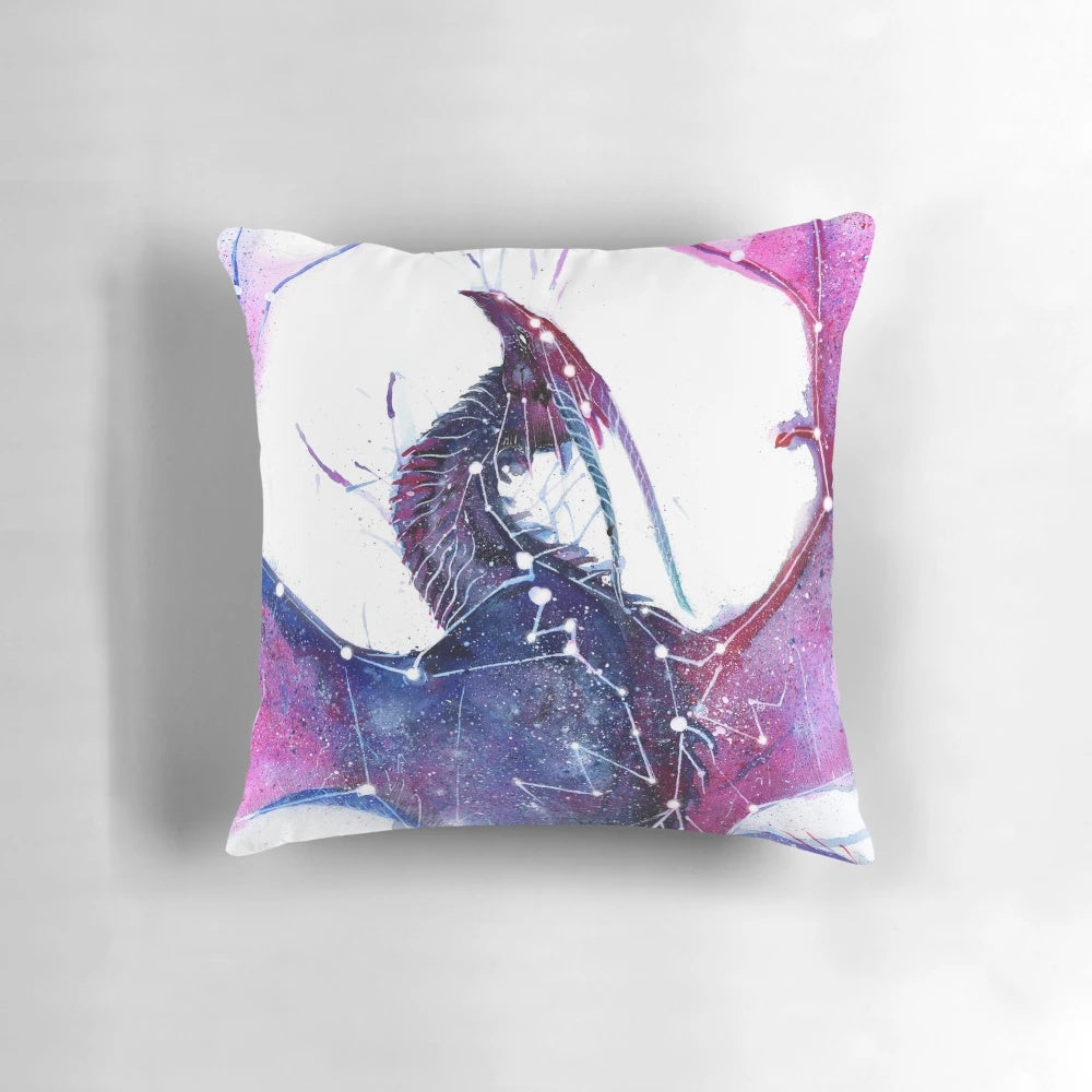 Vibrant galaxy-themed dragon pillow with a captivating cosmic design