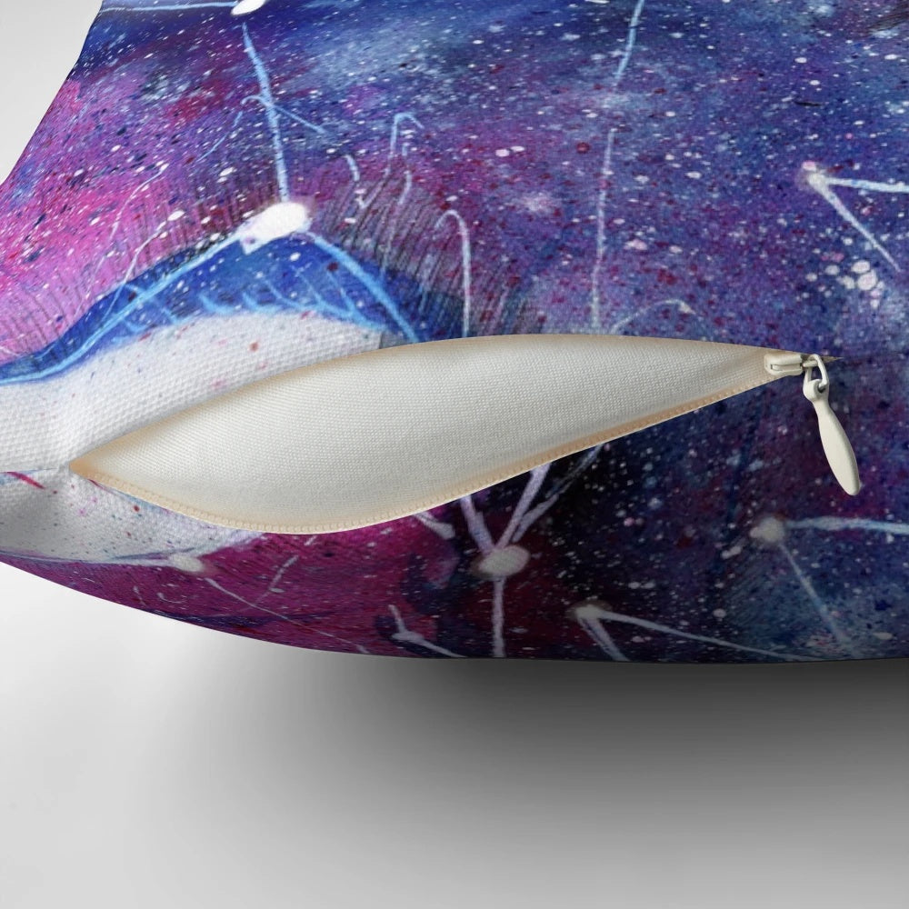 Vibrant galaxy-themed dragon pillow with a captivating cosmic design