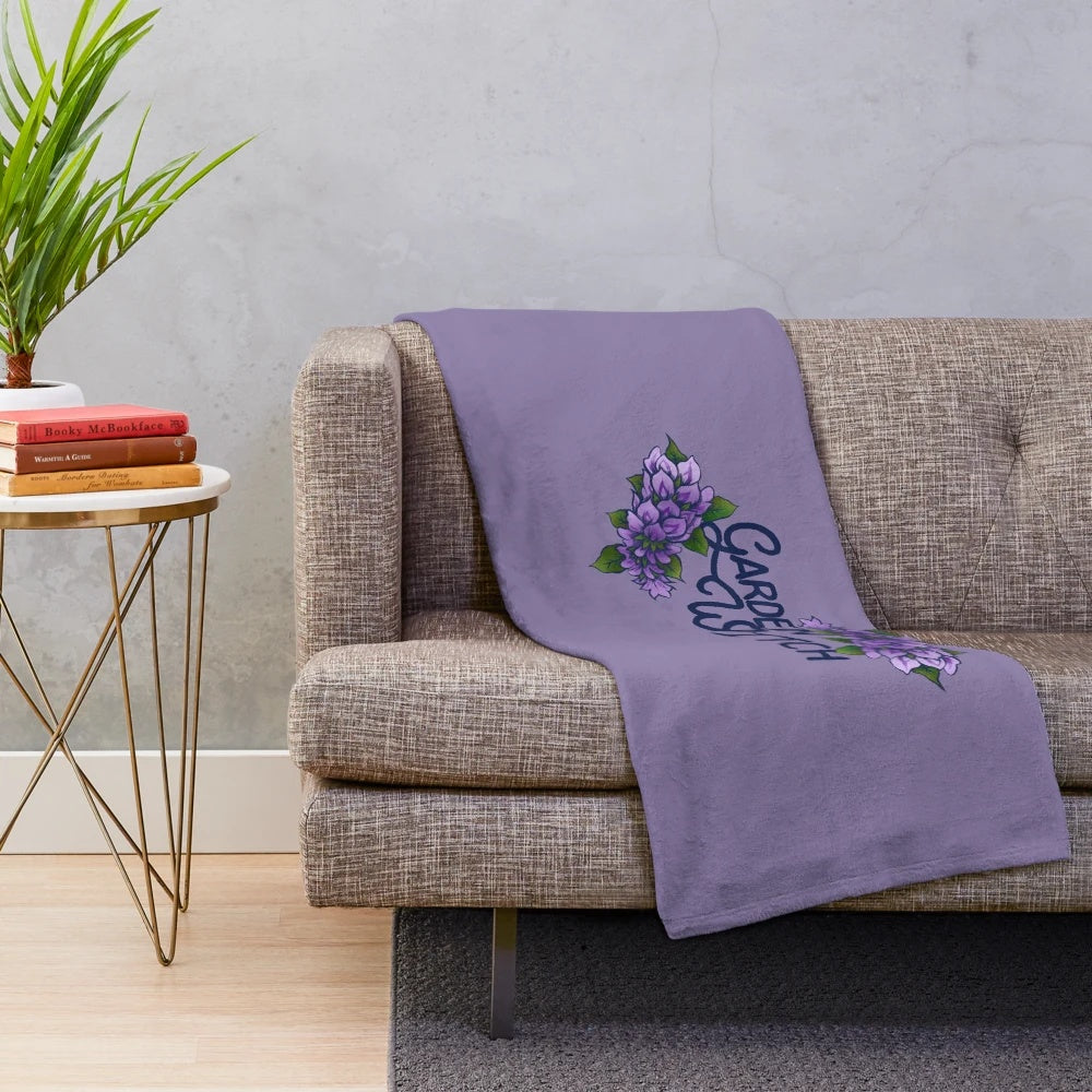 Plush garden witch themed blanket for cozy home decor