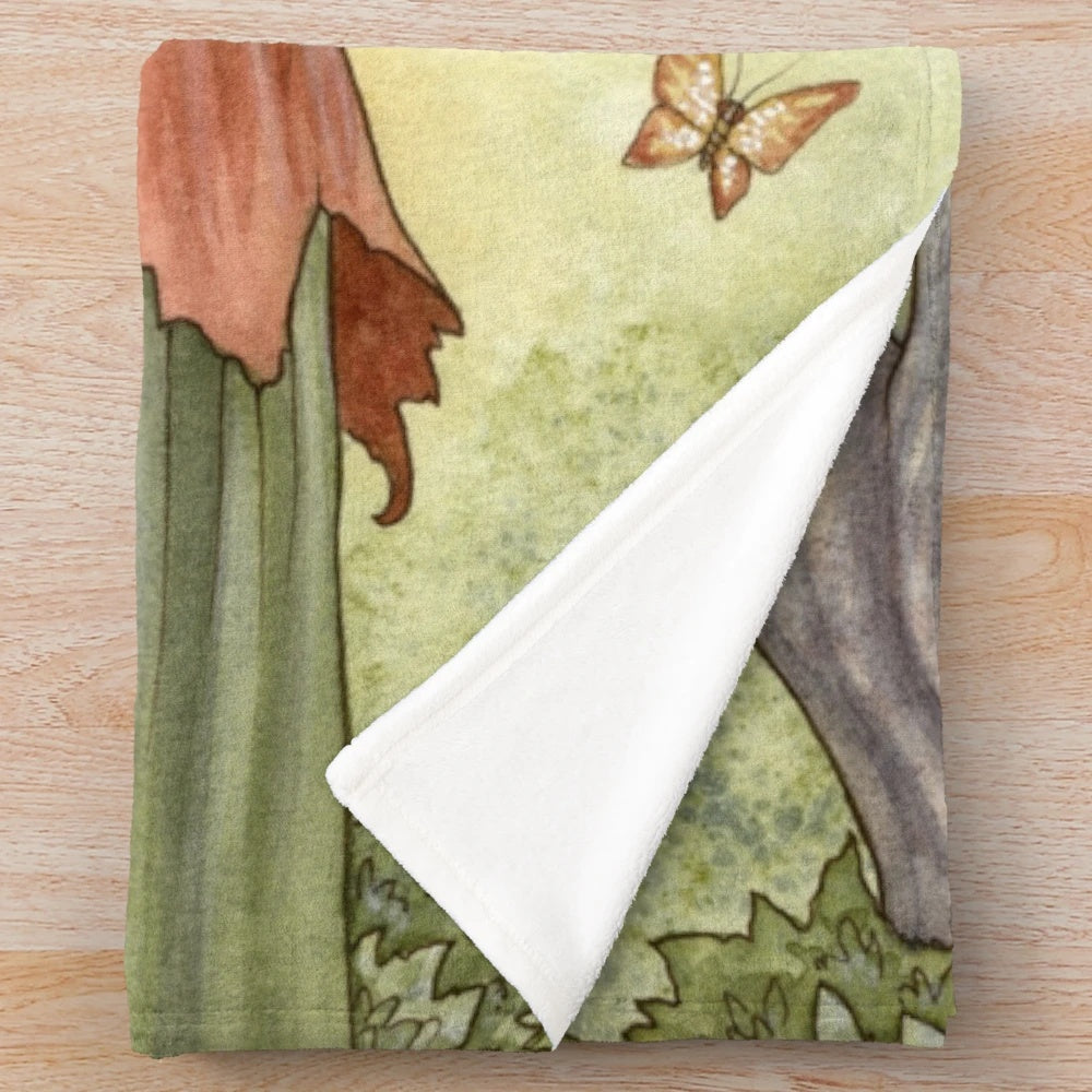 Golden Apple Plush Blanket with Fairy and Fantasy Art