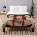 Plush blanket featuring a dark fantasy anime-style demon girl
