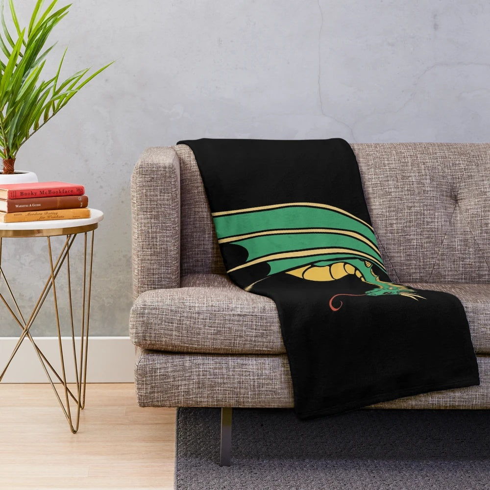 Soft and cozy green dragon-themed plush blanket for fantasy enthusiasts