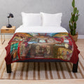Gypsy caravan plush blanket with vibrant colors and traditional design