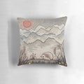 Artfully designed hedgehog pillow featuring a captivating pyrography illustration of a hedgehog in the fog.