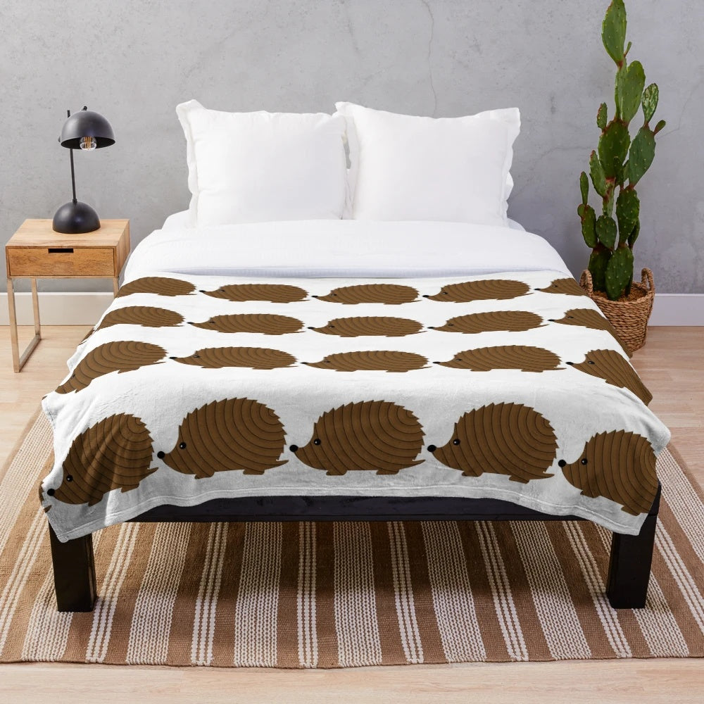 Hedgehog plush blanket featuring colorful legendary animal artwork