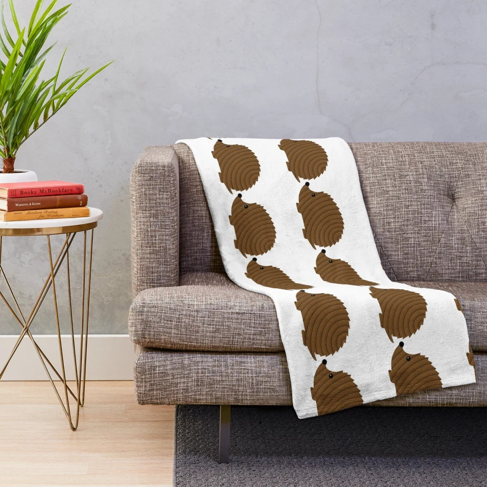 Hedgehog plush blanket featuring colorful legendary animal artwork