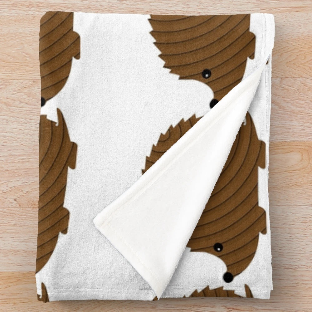 Hedgehog plush blanket featuring colorful legendary animal artwork