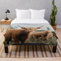 Curious highland cow plush blanket for cozy home decor