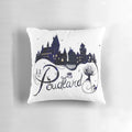 Whimsical Hogwarts Castle themed decorative pillow with a cozy, fantasy design