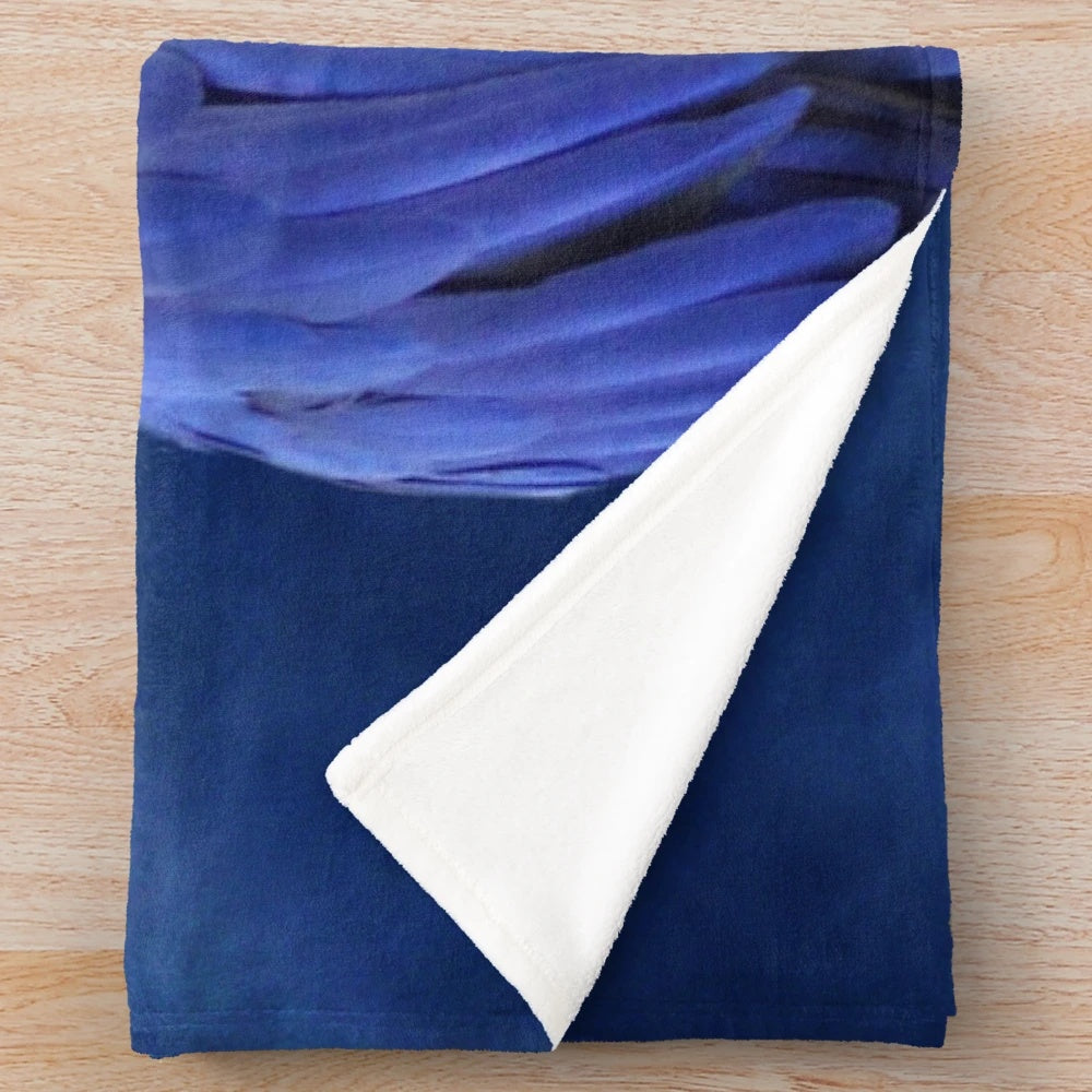 Hyacinth Macaw plush blanket with vibrant blue feathers and tropical design