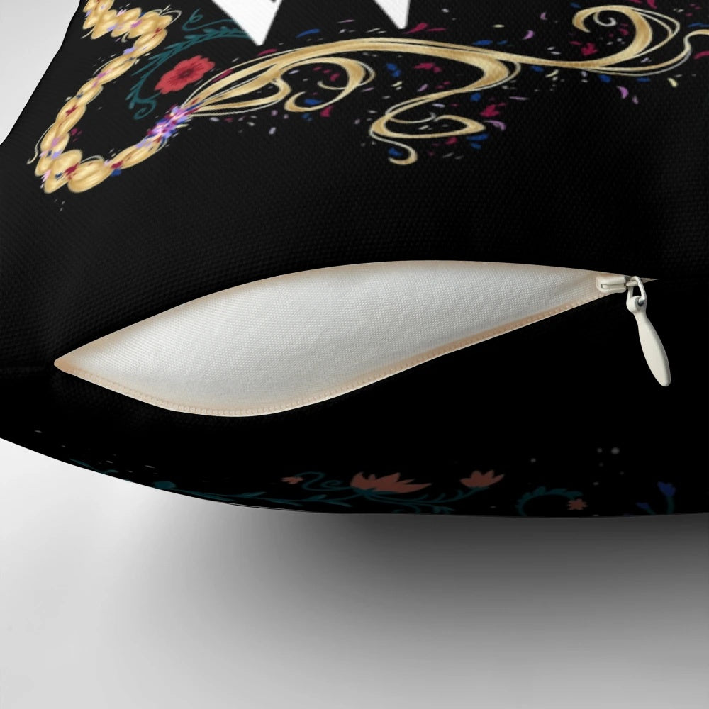 Plush "Into the Woods" themed throw pillow with Broadway musical and fairy tale inspired design