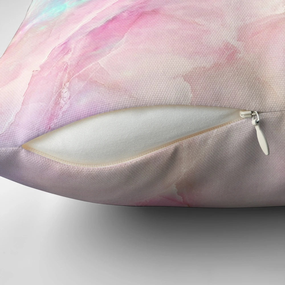 Soft, iridescent marble-patterned pillow with pastel colors and a magical, unicorn-inspired design