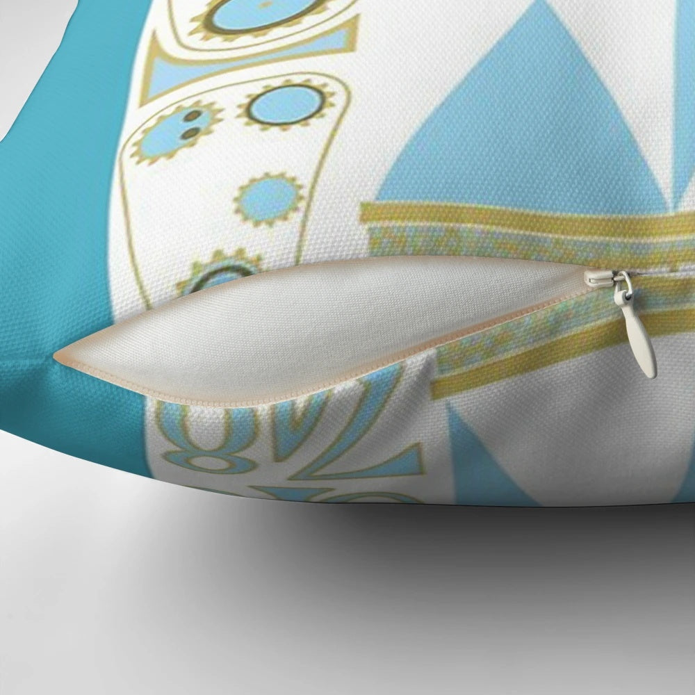 It's a Small World" themed decorative pillow with enchanting design