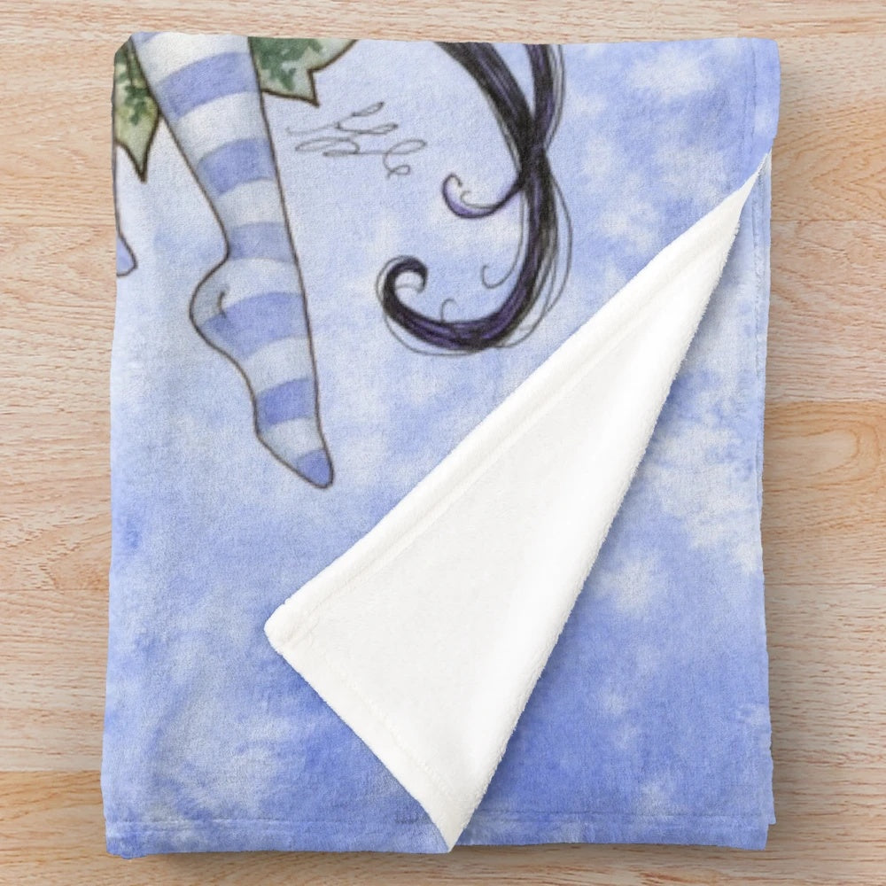 Ivy Moon Plush Blanket featuring a fairy and crescent moon design