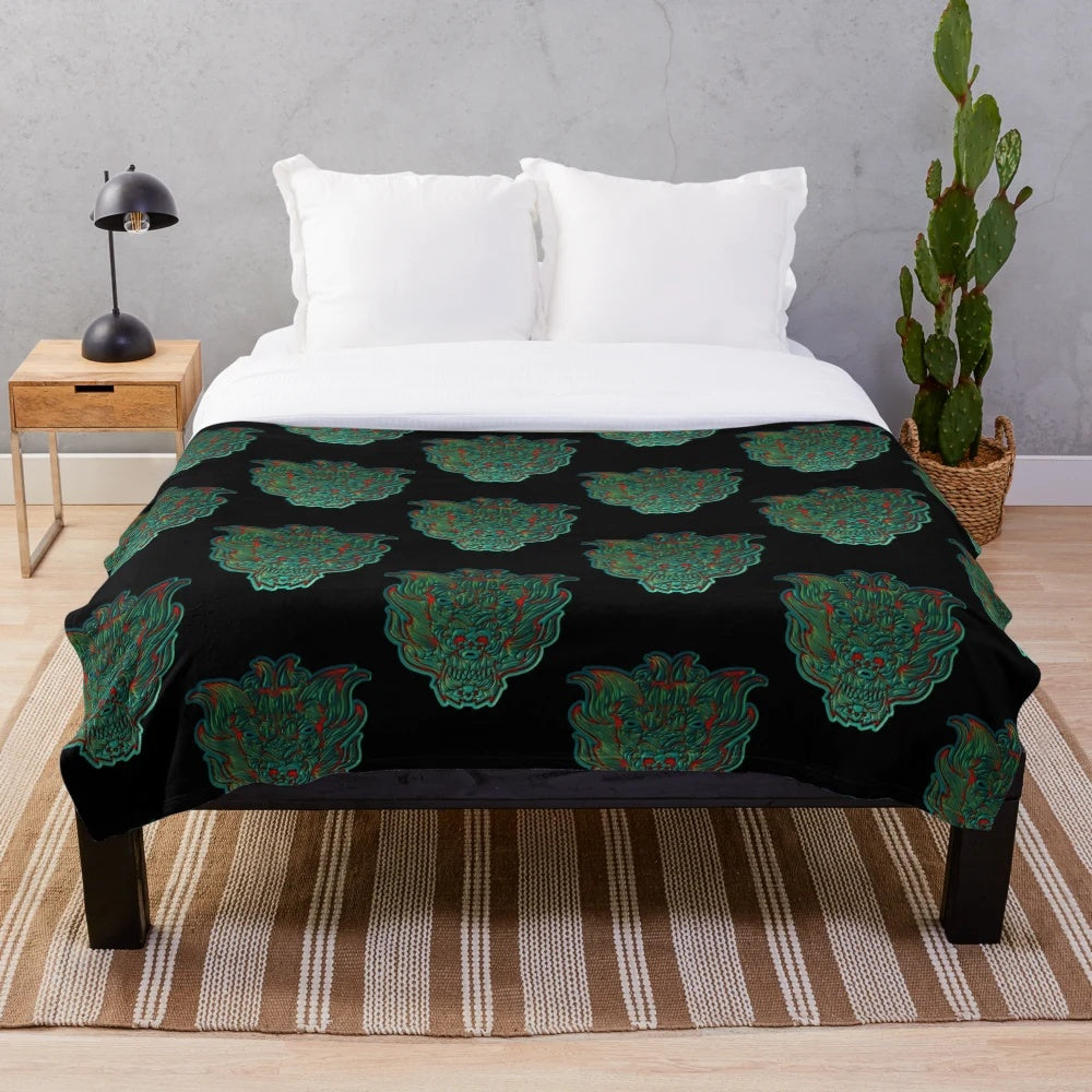 Jade dragon head plush blanket for cozy and magical home decor
