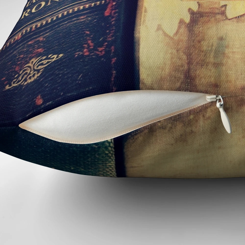 Cozy Jane Eyre themed library pillow featuring the iconic gothic literature of Charlotte Bronte