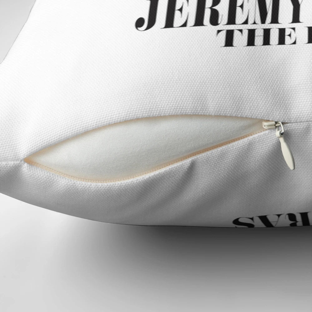 Cozy pillow featuring actor Jeremy Jordan in various character roles