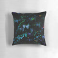 Vibrant jungle-themed pillow with lush foliage and tropical flowers