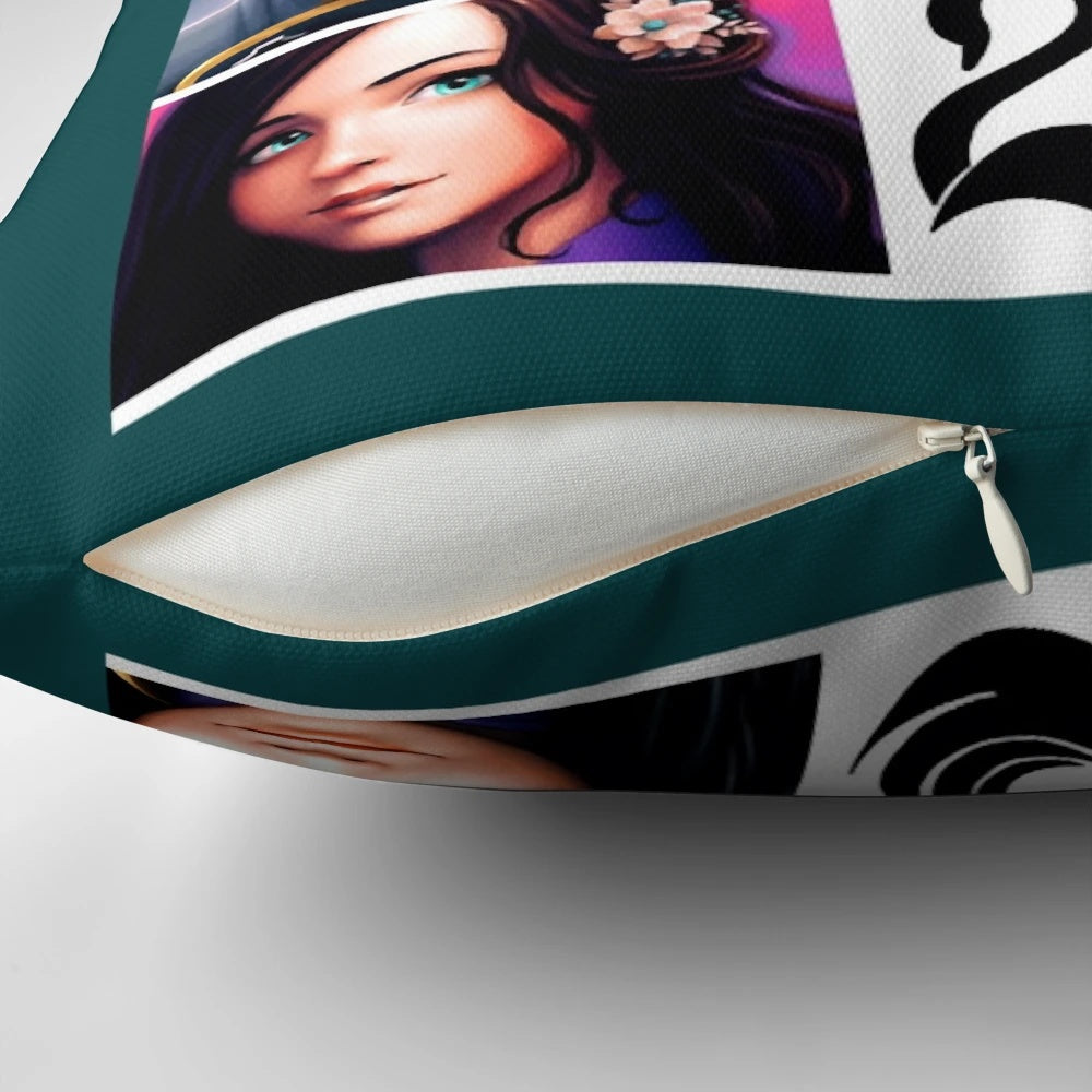 Keeper of the Lost Cities character pillow featuring snow, magic, and graphic design