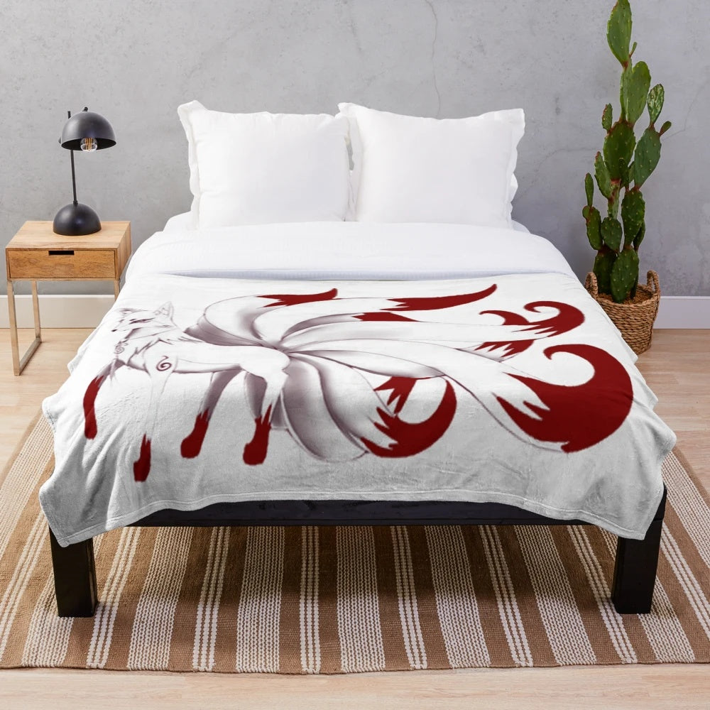 Kitsune fox plush blanket with nine tails