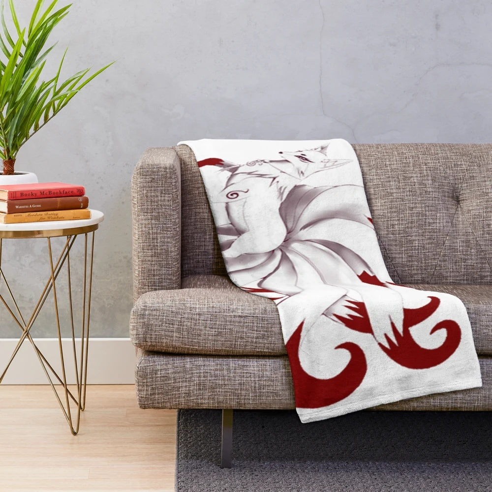 Kitsune fox plush blanket with nine tails