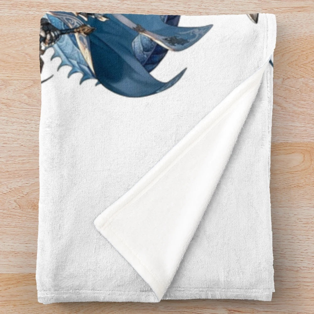 Cozy plush blanket featuring fantasy knights and mythical creatures