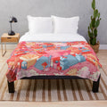 Plush blanket featuring a serene Kyoto scene with sakura cherry blossoms