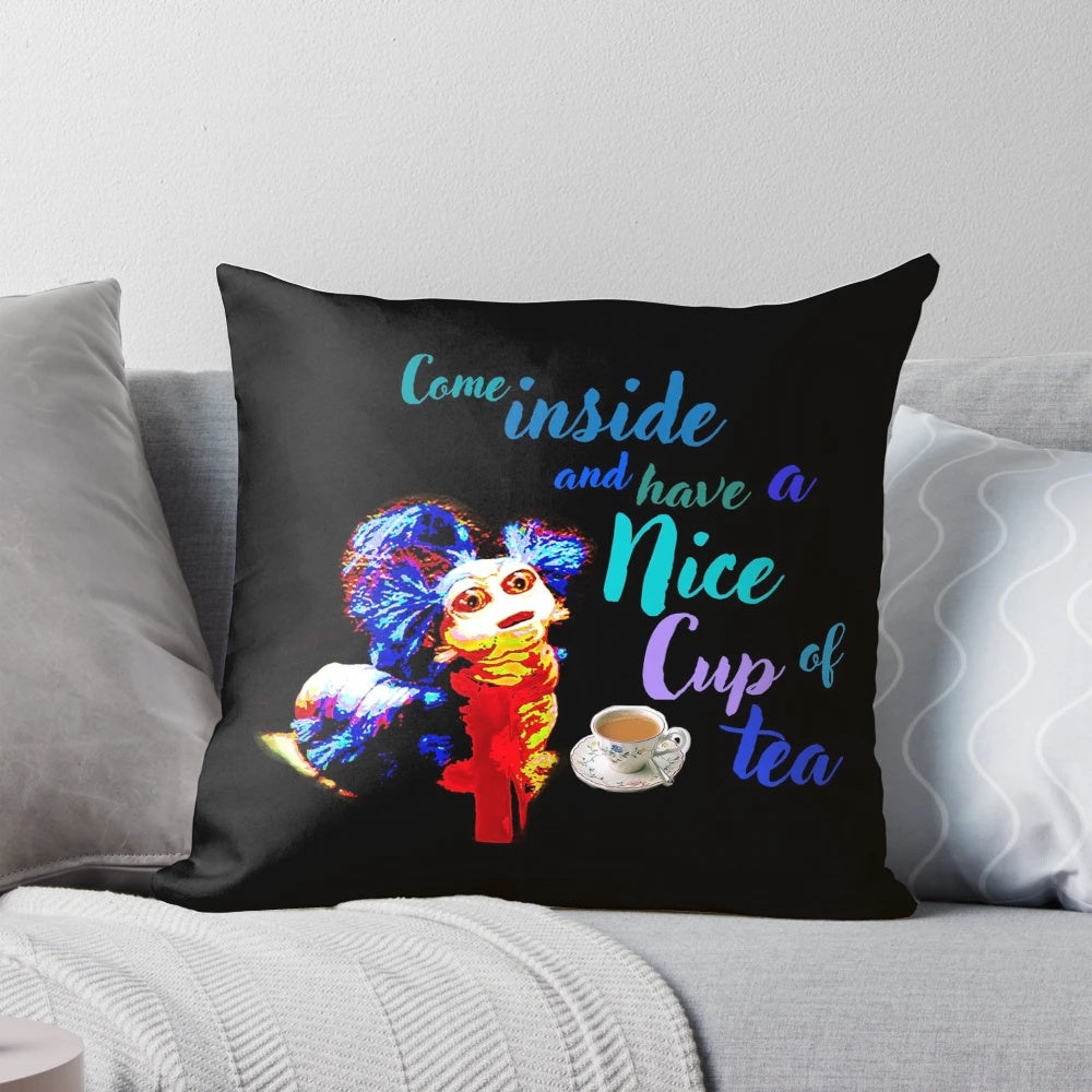 Soft, plush pillow featuring a whimsical labyrinth design, perfect for fans of the classic film The Dark Crystal.