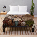Labyrinth-inspired plush blanket featuring characters from the fantasy adventure