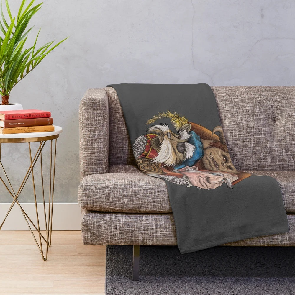Cozy plush blanket with Labyrinth-inspired fantasy art design