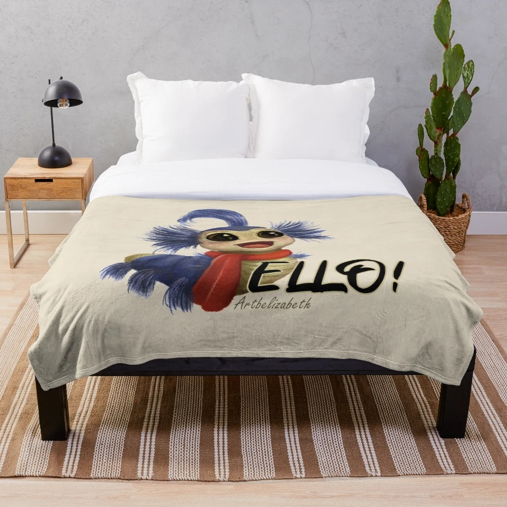 Labyrinth-themed worm plush blanket with fantasy adventure design