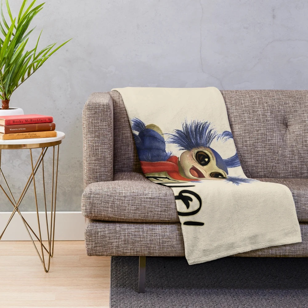 Labyrinth-themed worm plush blanket with fantasy adventure design