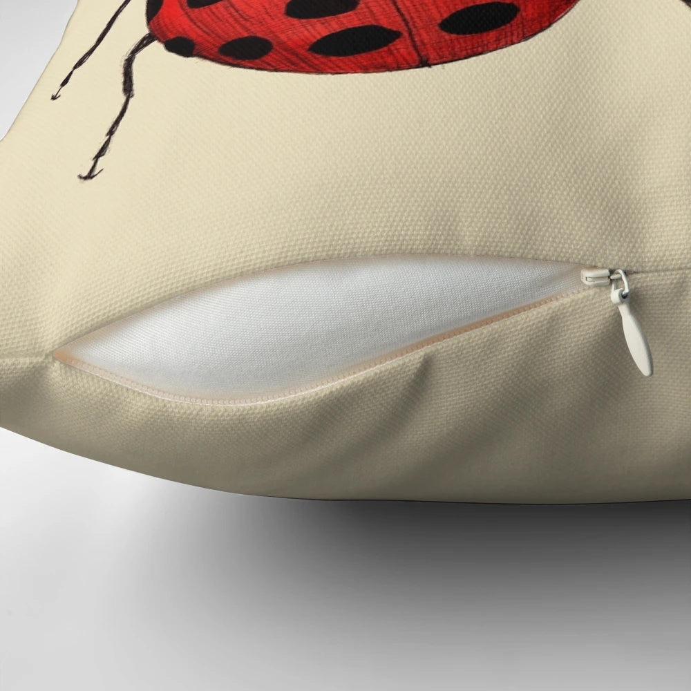 Charming Ladybird Couple Decorative Throw Pillow