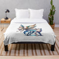 Plush blanket featuring legendary animals and mythological creatures