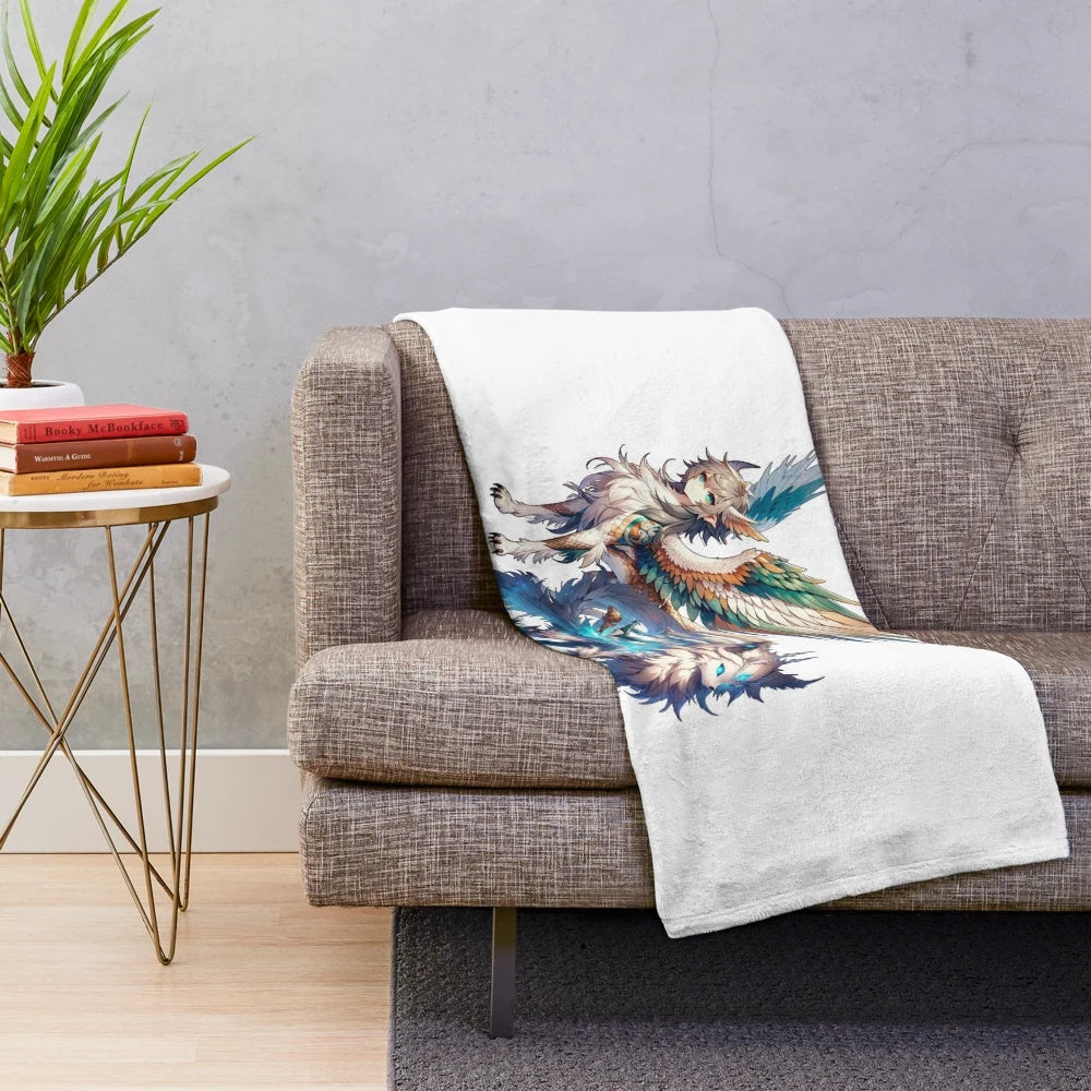 Plush blanket featuring legendary animals and mythological creatures